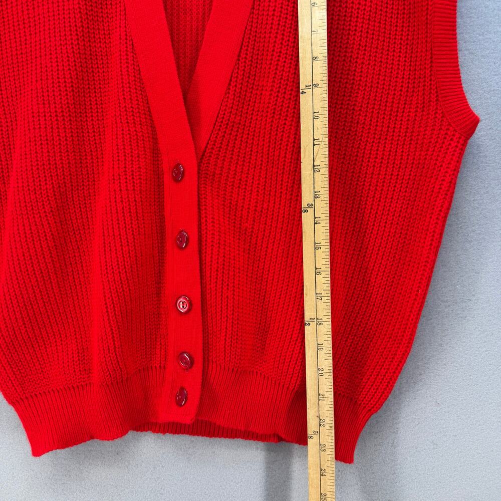 Glamour Knit Sweater Vest Women's L Red Cardigan Style Ribbed Made in the US VTG - Picture 3 of 6